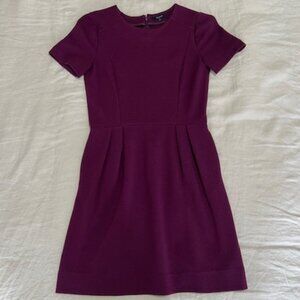 Madewell Gallerist Ponte Dress Ribbed Sheath Short Sleeve Pockets Purple